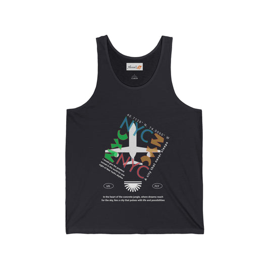 "Flying over NYC" is quite the Undertaking - Unisex Jersey Tank